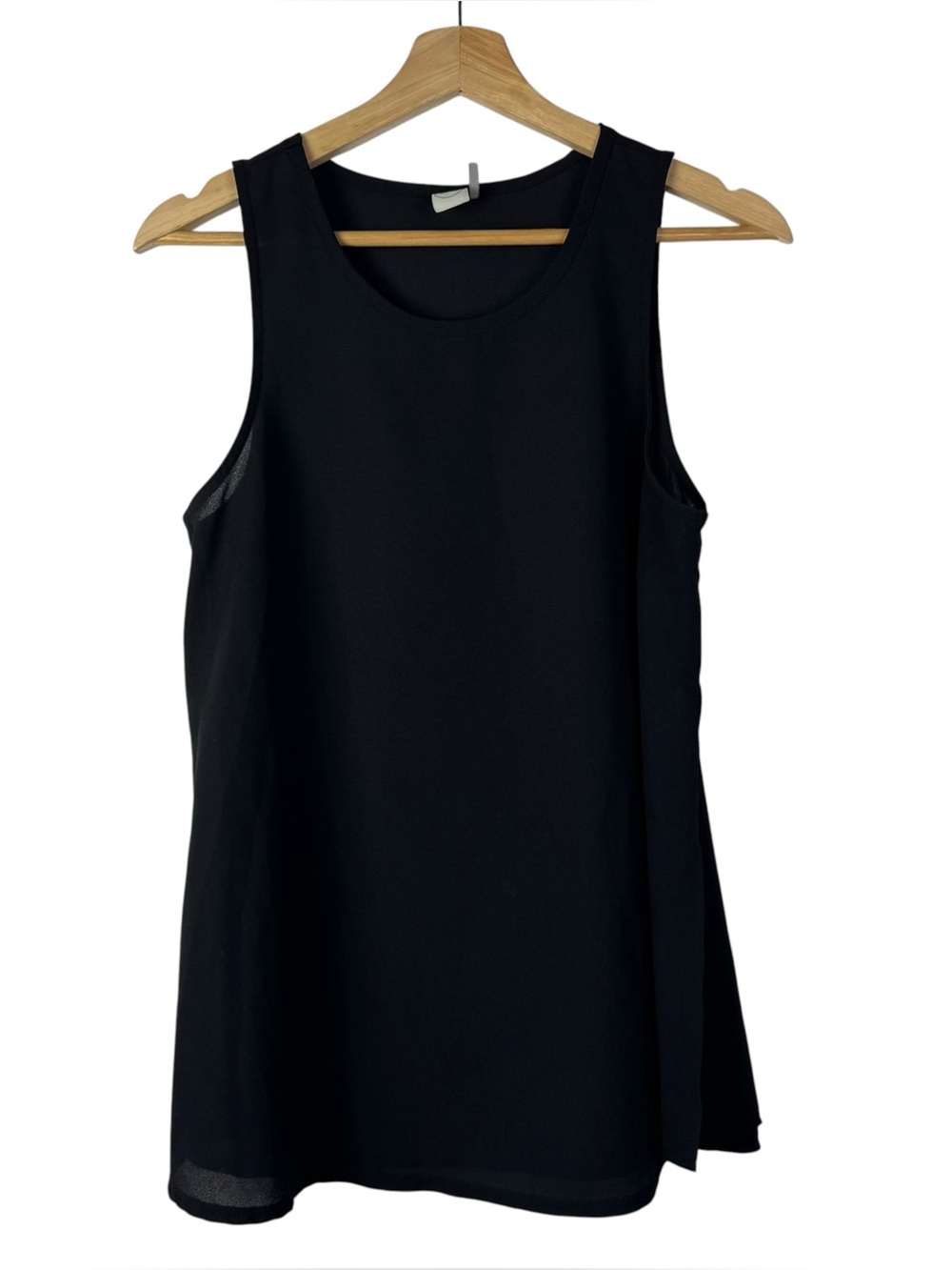 Paper Crane Black Split Hem Chiffon Tank Top M